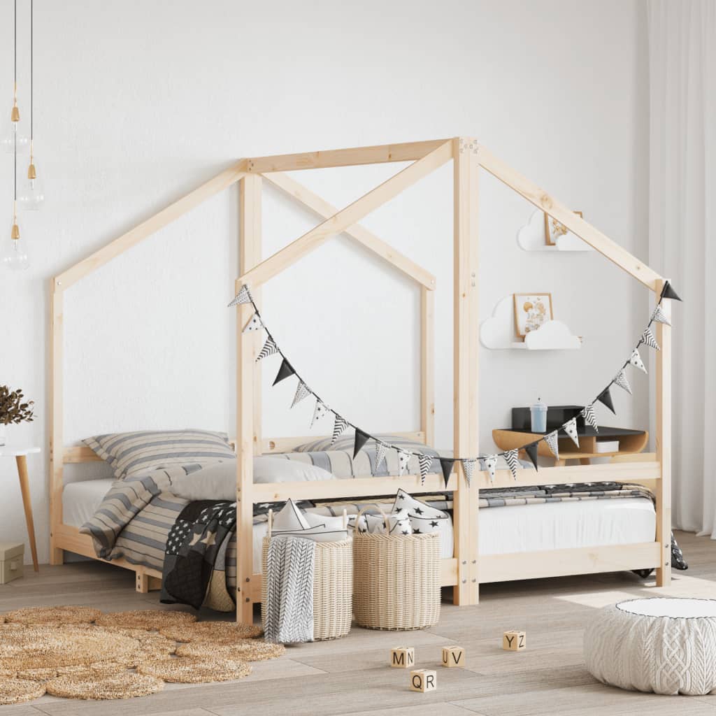 Kids Bed Frame 2x(80x160) cm Solid Wood Pine