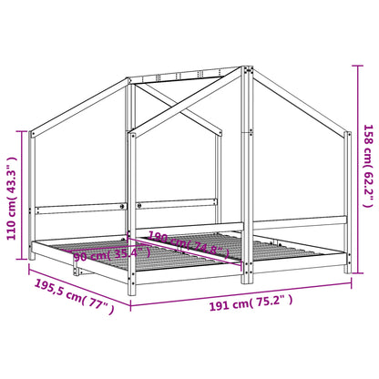 Kids Bed Frame Black 2x(90x190) cm Solid Wood Pine