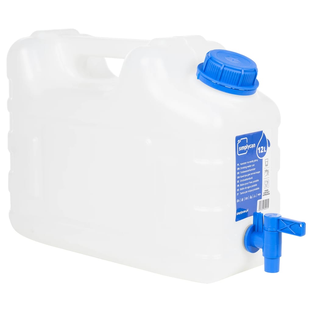 Water Container with Tap Transparent 10 L Plastic