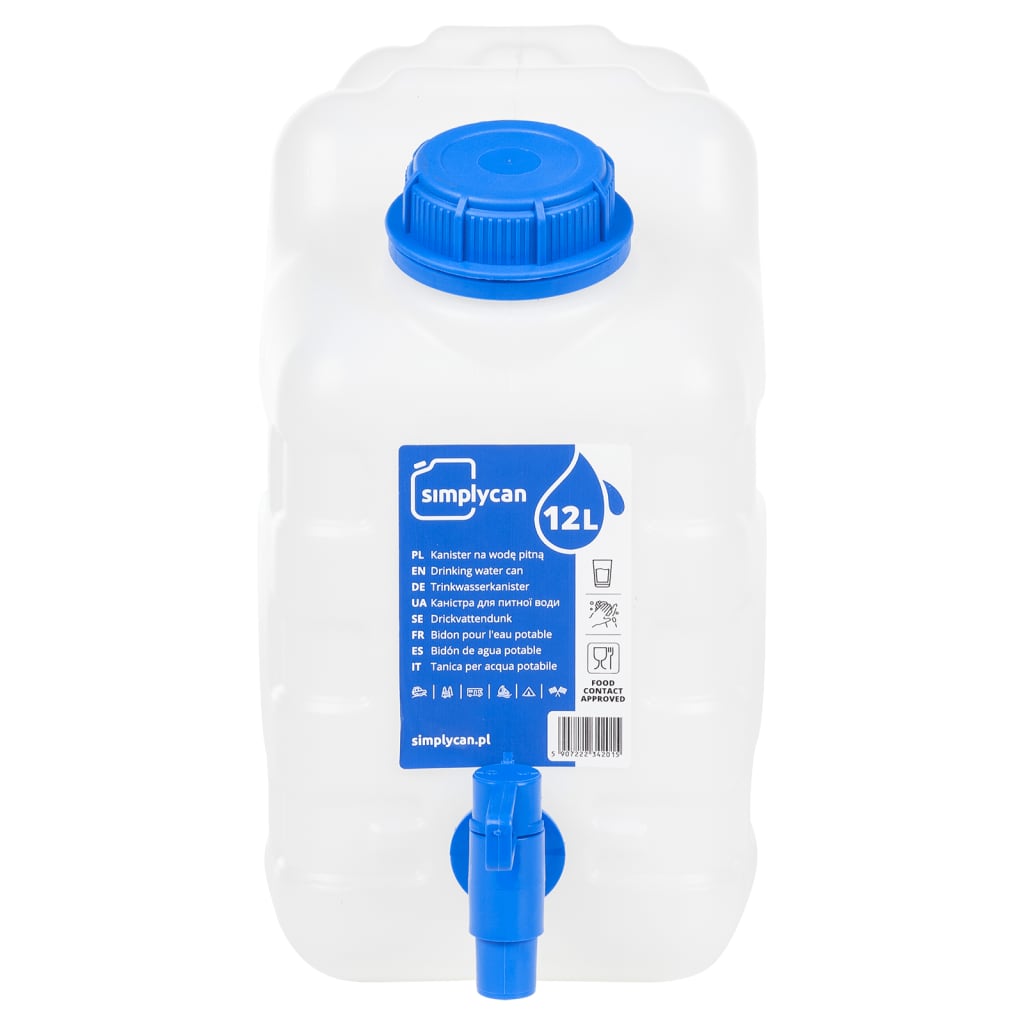 Water Container with Tap Transparent 10 L Plastic