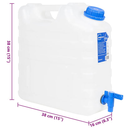 Water Container with Tap Transparent 15 L Plastic