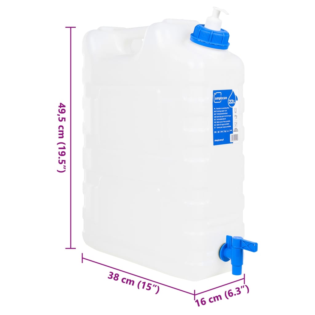 Water Container with Tap and Soap Dispenser 20 L Plastic