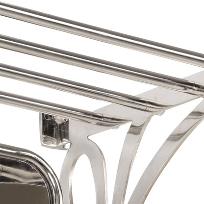 Luggage Rack with Coat Hangers & Mirror Wall Mounted Aluminium