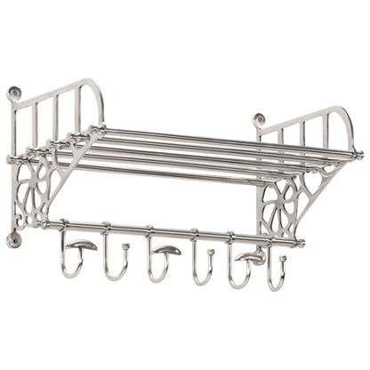 Luggage Rack with Coat Hangers Wall Mounted Aluminium