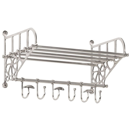 Luggage Rack with Coat Hangers Wall Mounted Aluminium