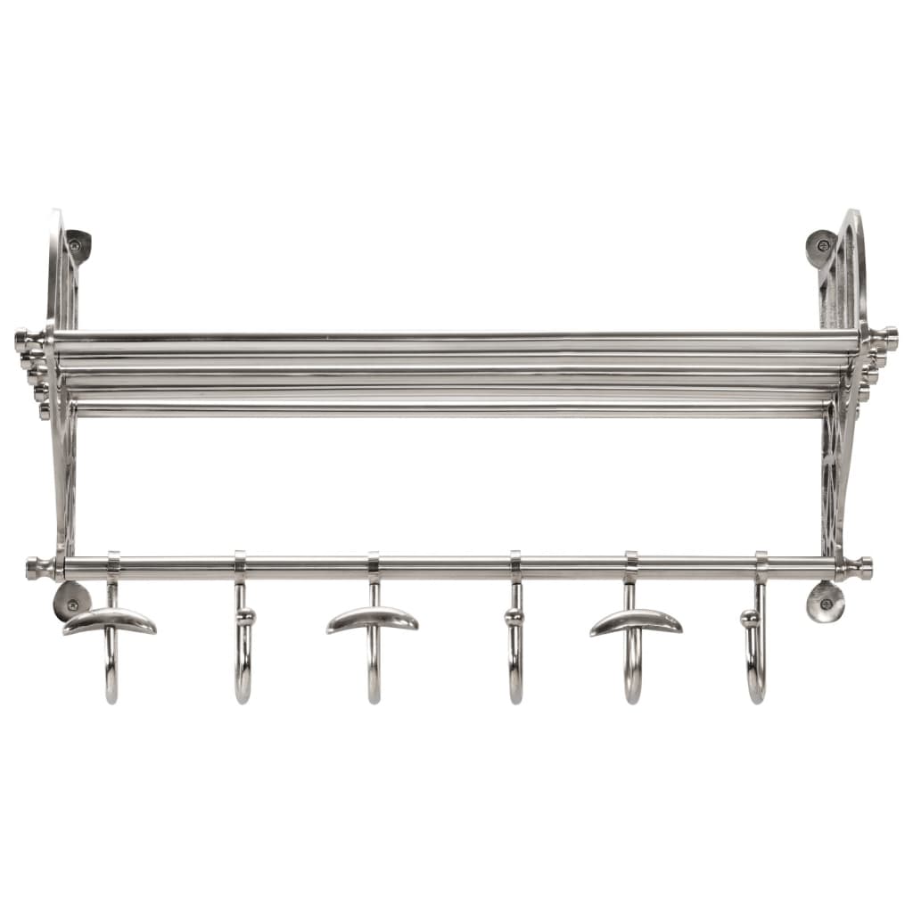 Luggage Rack with Coat Hangers Wall Mounted Aluminium