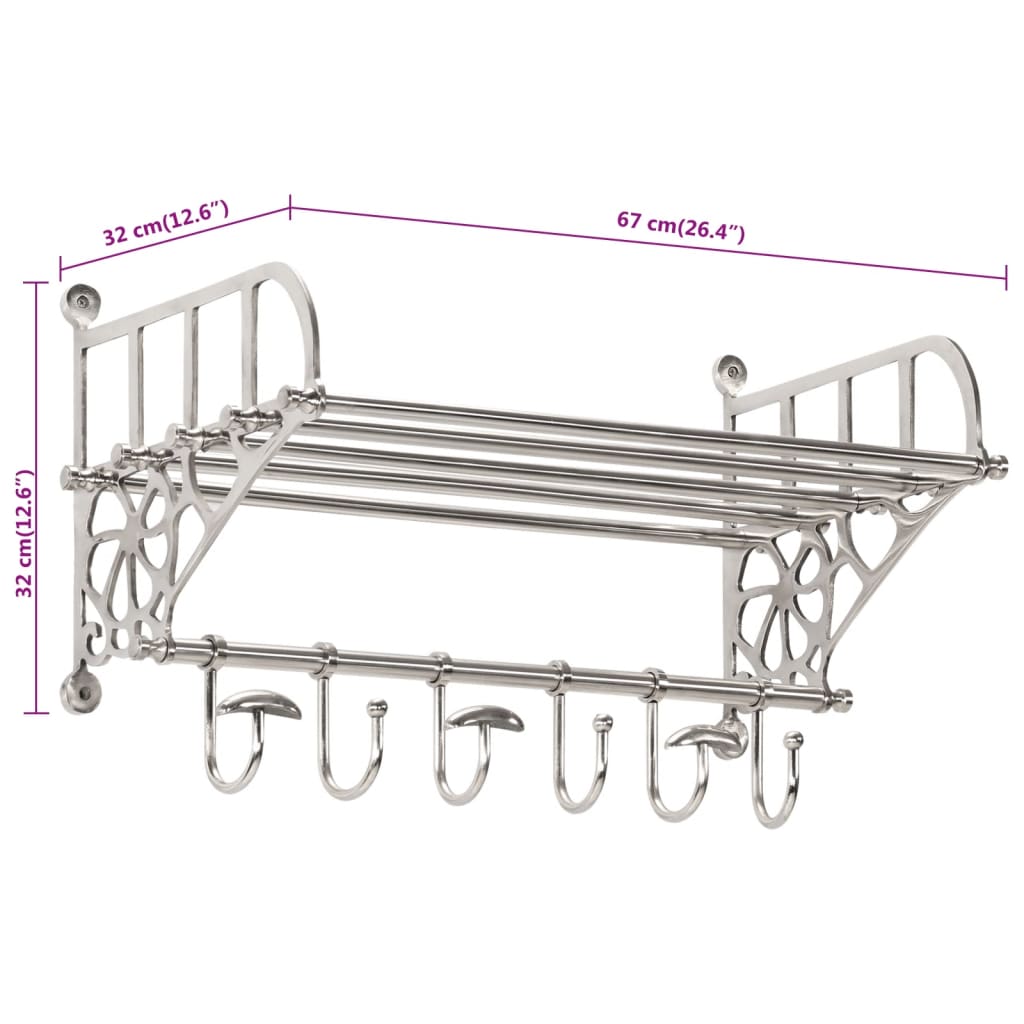 Luggage Rack with Coat Hangers Wall Mounted Aluminium