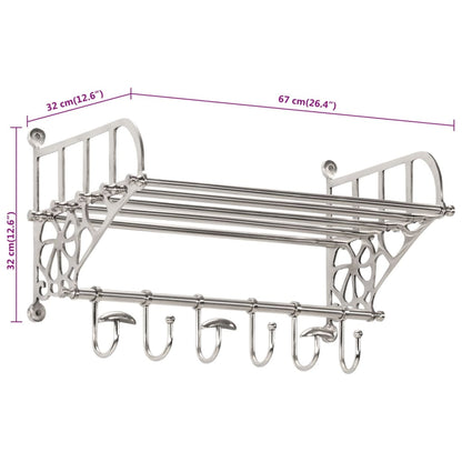 Luggage Rack with Coat Hangers Wall Mounted Aluminium