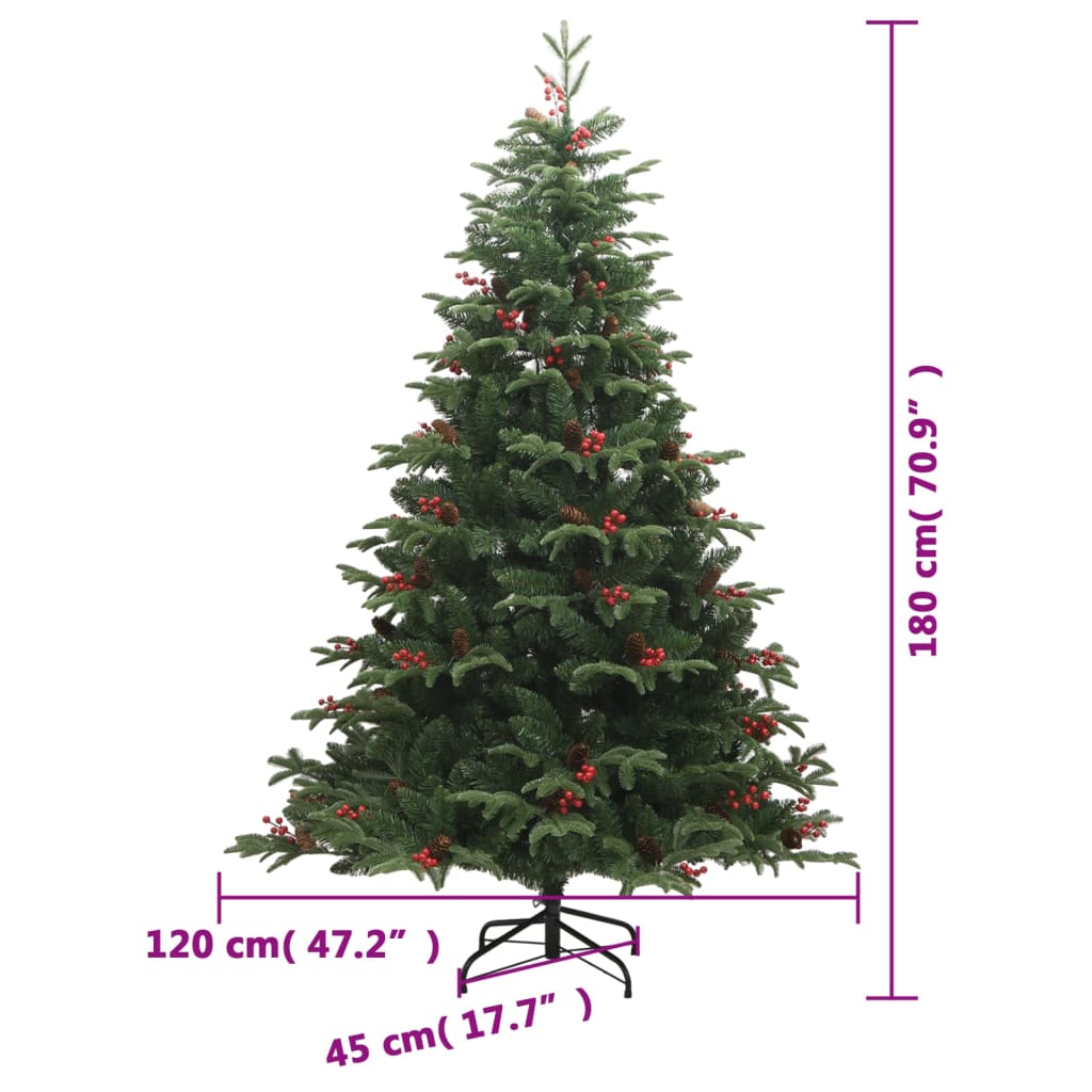 Artificial Hinged Christmas Tree with Cones and Berries 180 cm