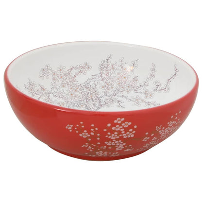 Countertop Basin White and Red Round Φ41x14 cm Ceramic