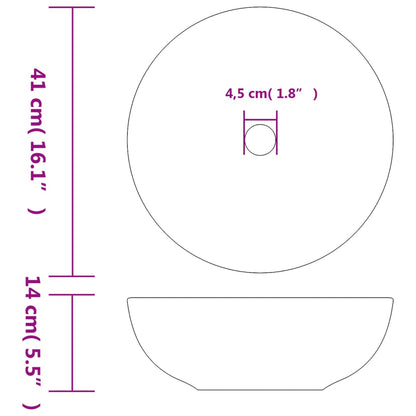 Countertop Basin White and Yellow Round Φ41x14 cm Ceramic