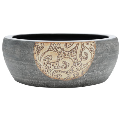 Countertop Basin Black and Brown Round Φ41x14 cm Ceramic