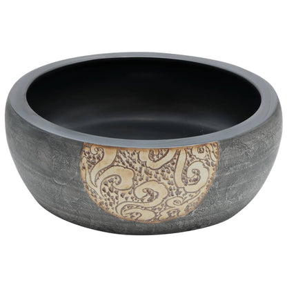 Countertop Basin Black and Brown Round Φ41x14 cm Ceramic