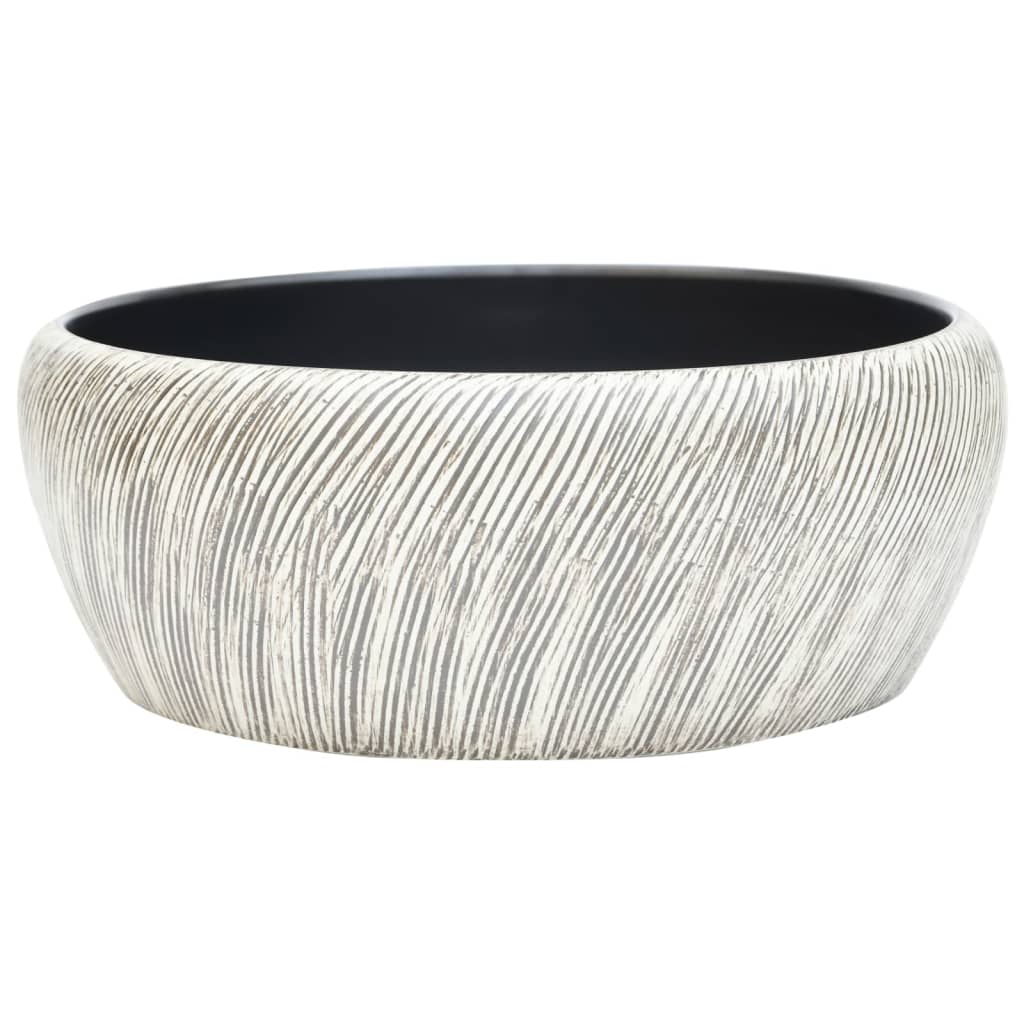 Countertop Basin Black and Grey Round Φ41x14 cm Ceramic