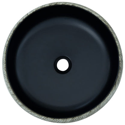 Countertop Basin Black and Grey Round Φ41x14 cm Ceramic