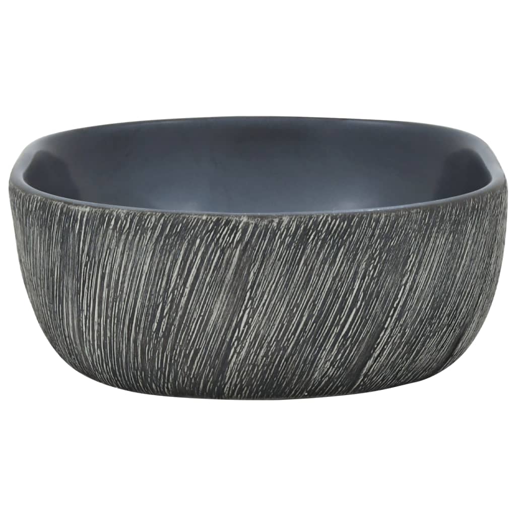 Countertop Basin Black and Grey Oval 47x33x13 cm Ceramic