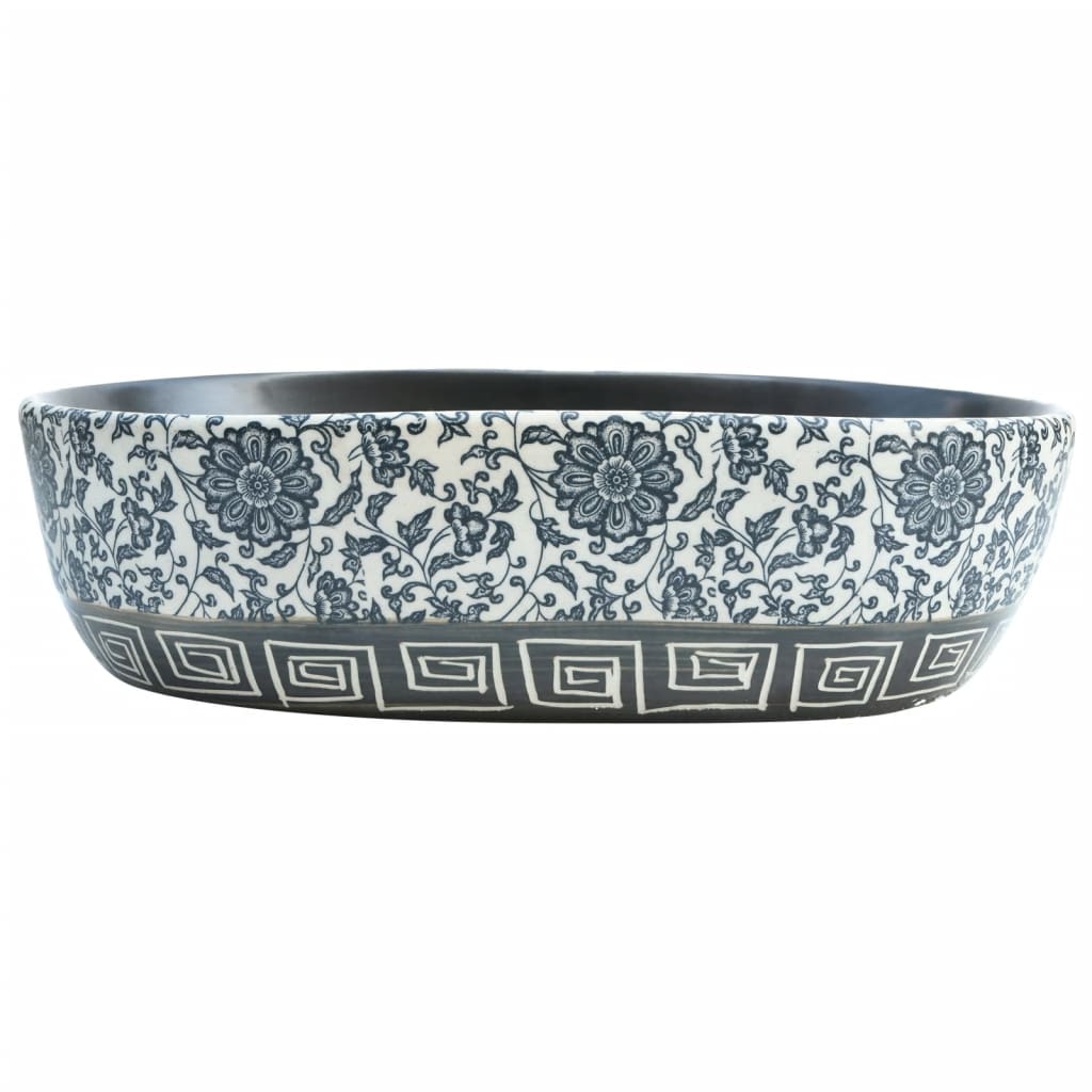 Countertop Basin Black and Blue Oval 47x33x13 cm Ceramic