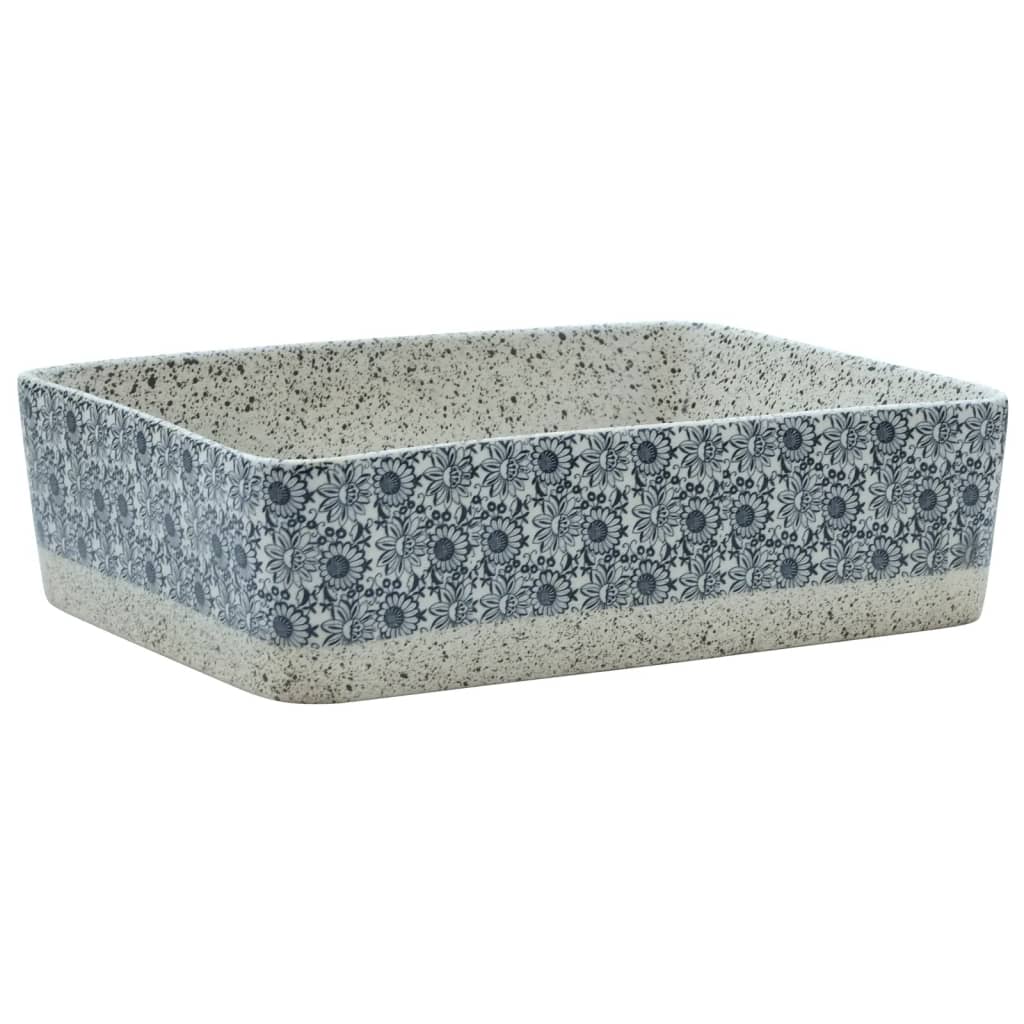 Countertop Basin Grey and Blue Rectangular 46x35.5x13 cm Ceramic