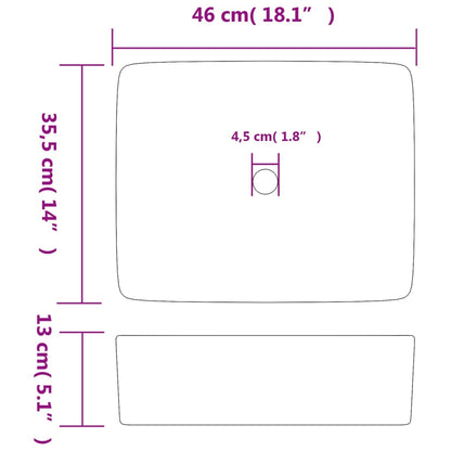 Countertop Basin Grey and Blue Rectangular 46x35.5x13 cm Ceramic