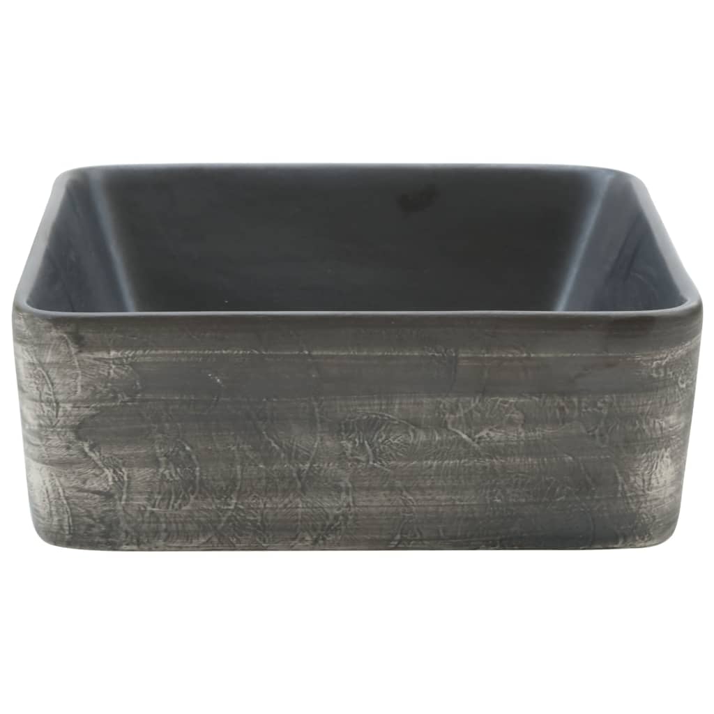 Countertop Basin Black and Brown Rectangular 46x35.5x13 cm Ceramic