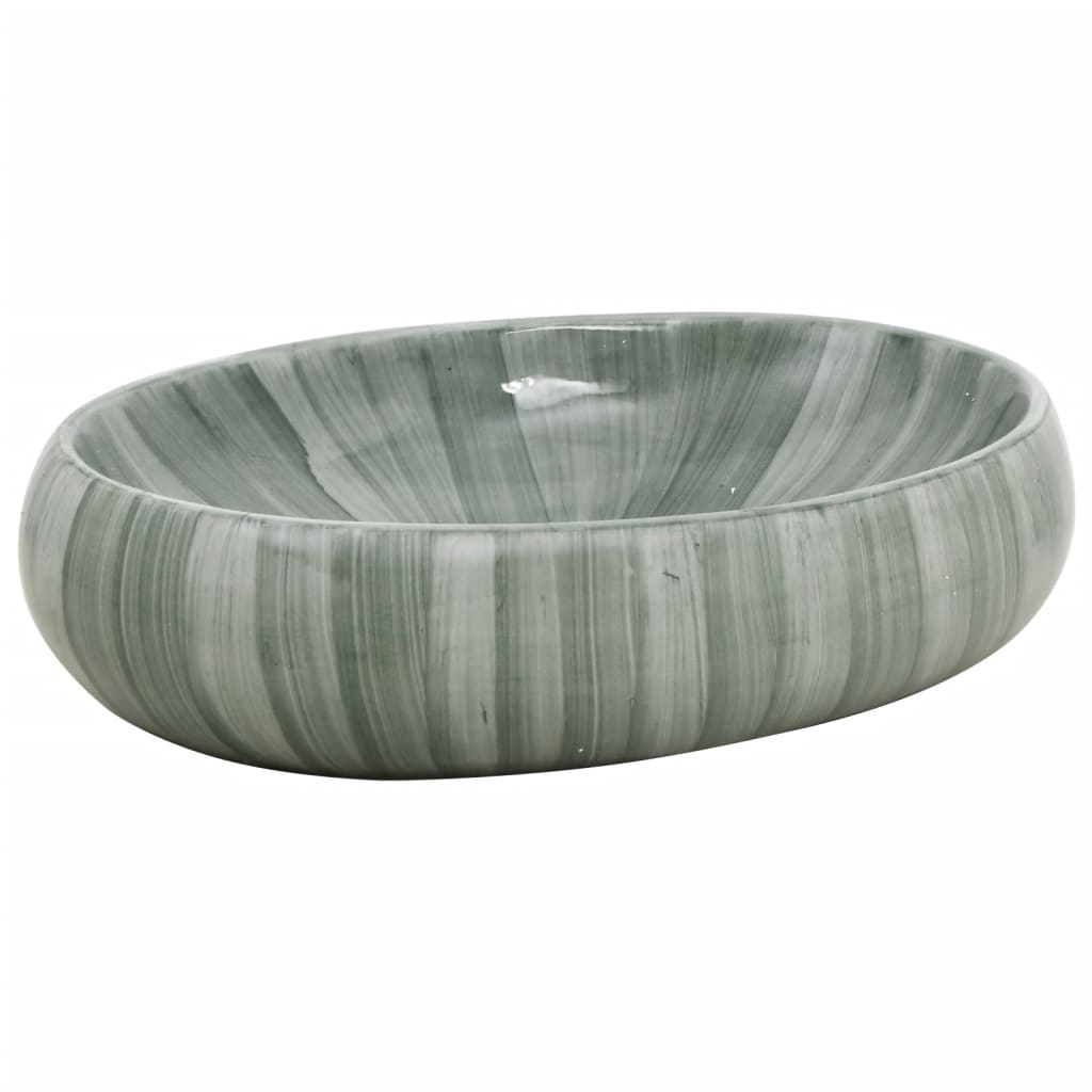 Countertop Basin Green Oval 59x40x15 cm Ceramic