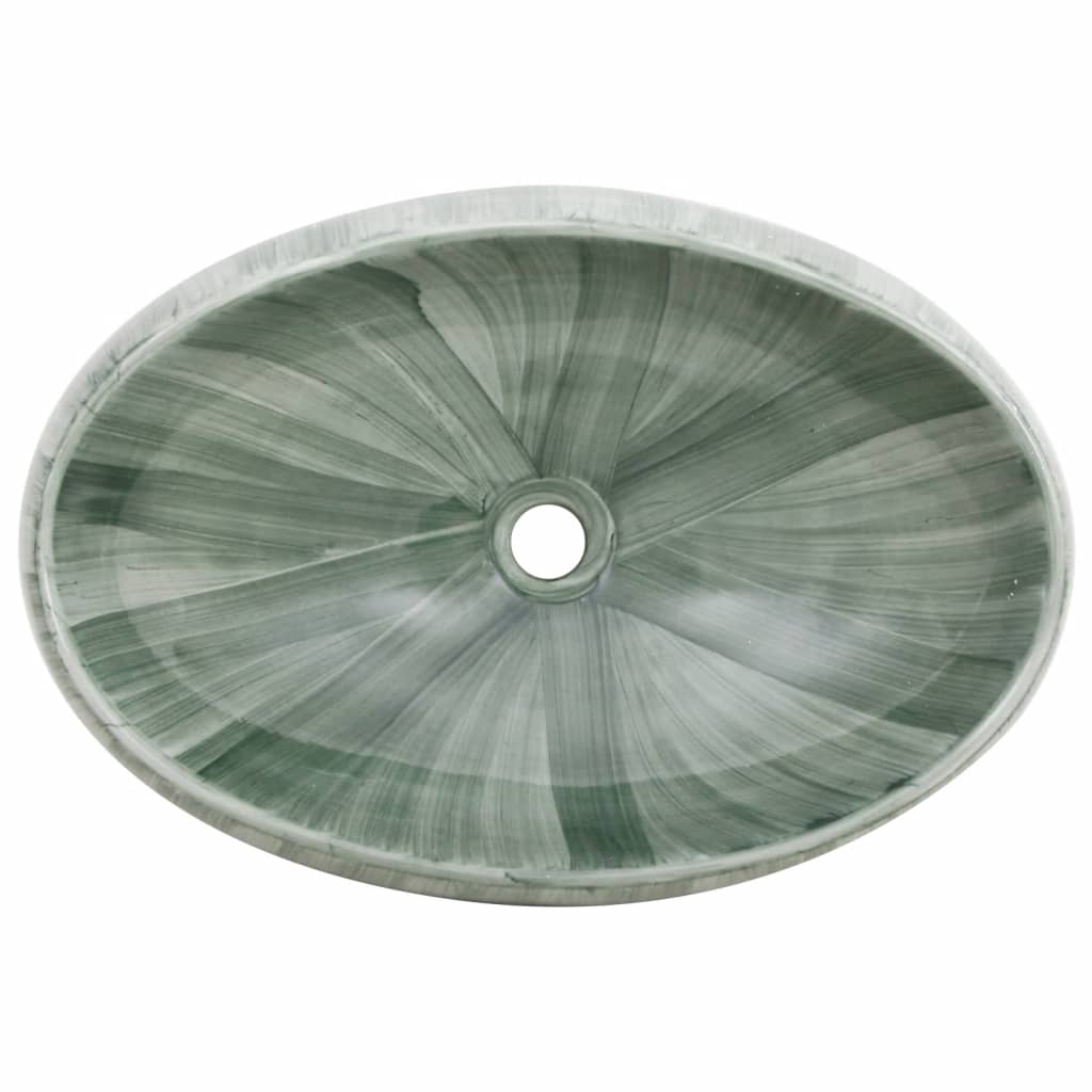 Countertop Basin Green Oval 59x40x15 cm Ceramic