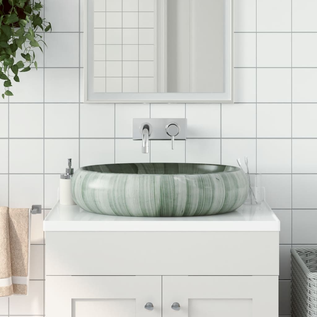 Countertop Basin Green Oval 59x40x15 cm Ceramic