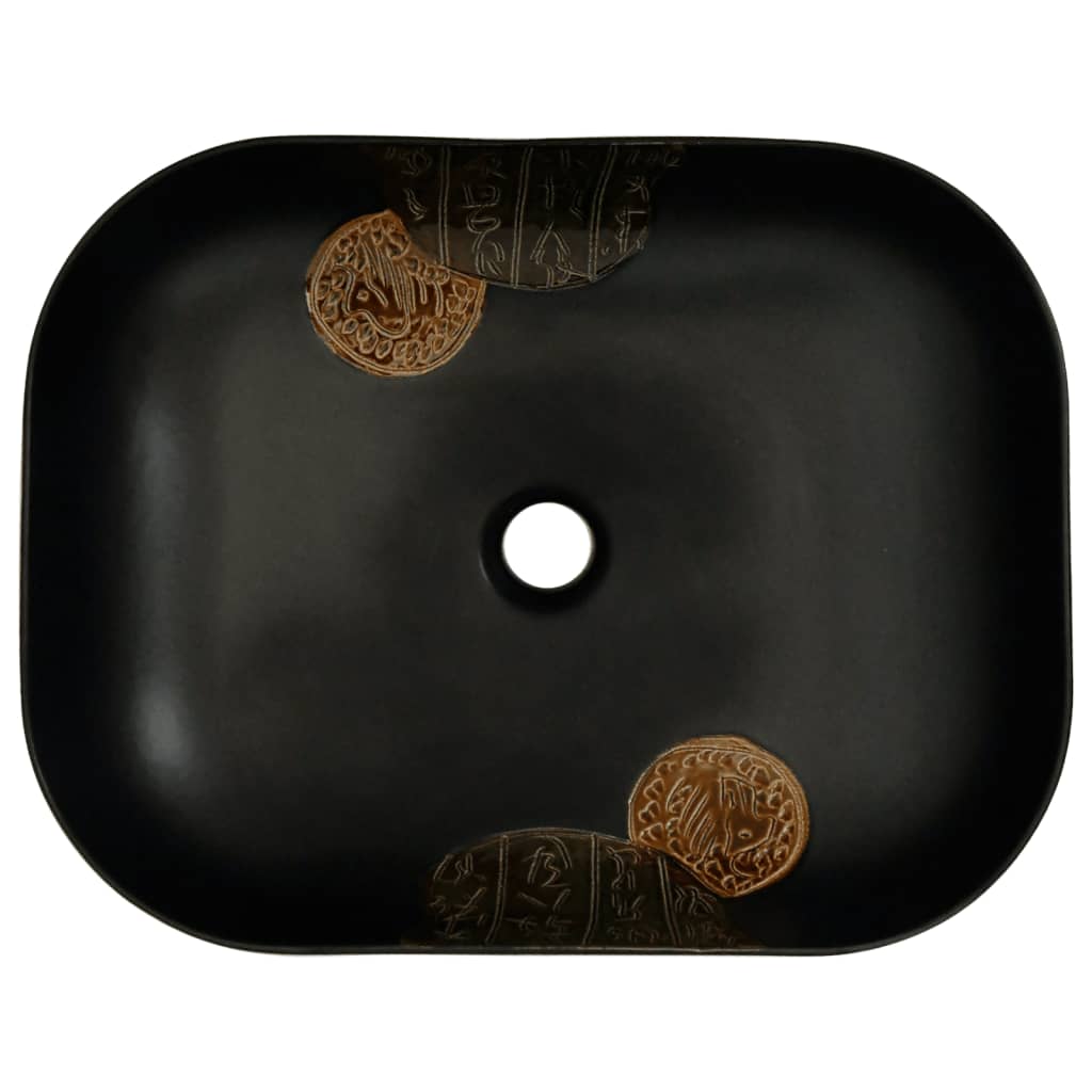 Countertop Basin Black Rectangular 48x37.5x13.5 cm Ceramic