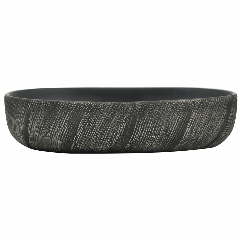 Countertop Basin Black Oval 59x40x14 cm Ceramic