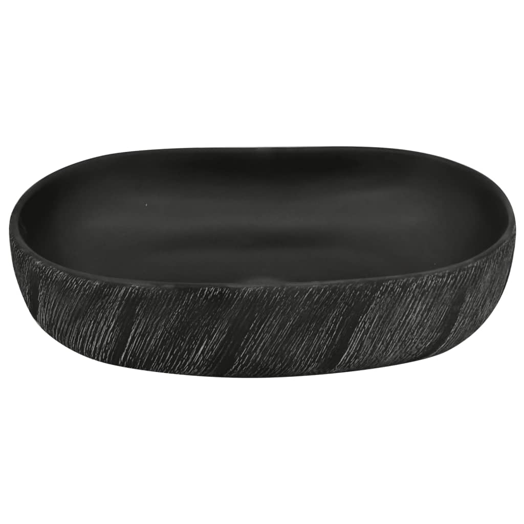 Countertop Basin Black Oval 59x40x14 cm Ceramic