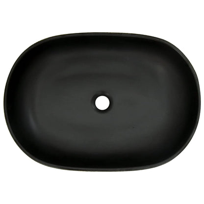 Countertop Basin Grey and Black Oval 59x40x14 cm Ceramic