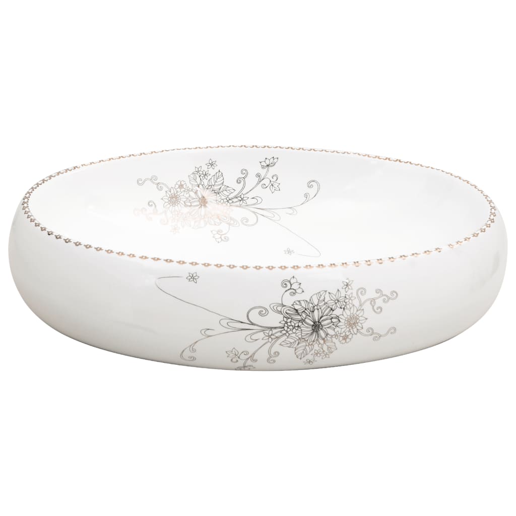 Countertop Basin White Oval 59x40x15 cm Ceramic