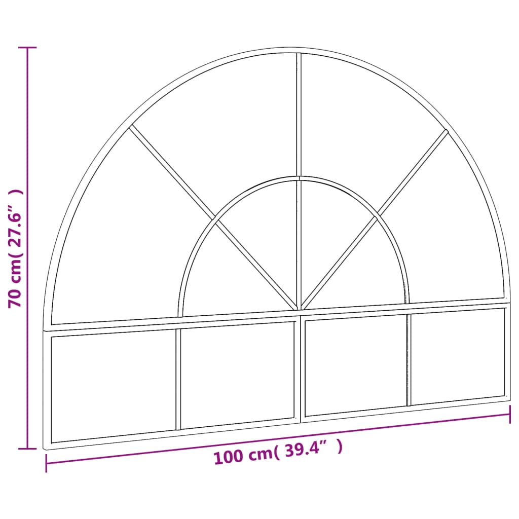 Wall Mirror Black 100x70 cm Arch Iron