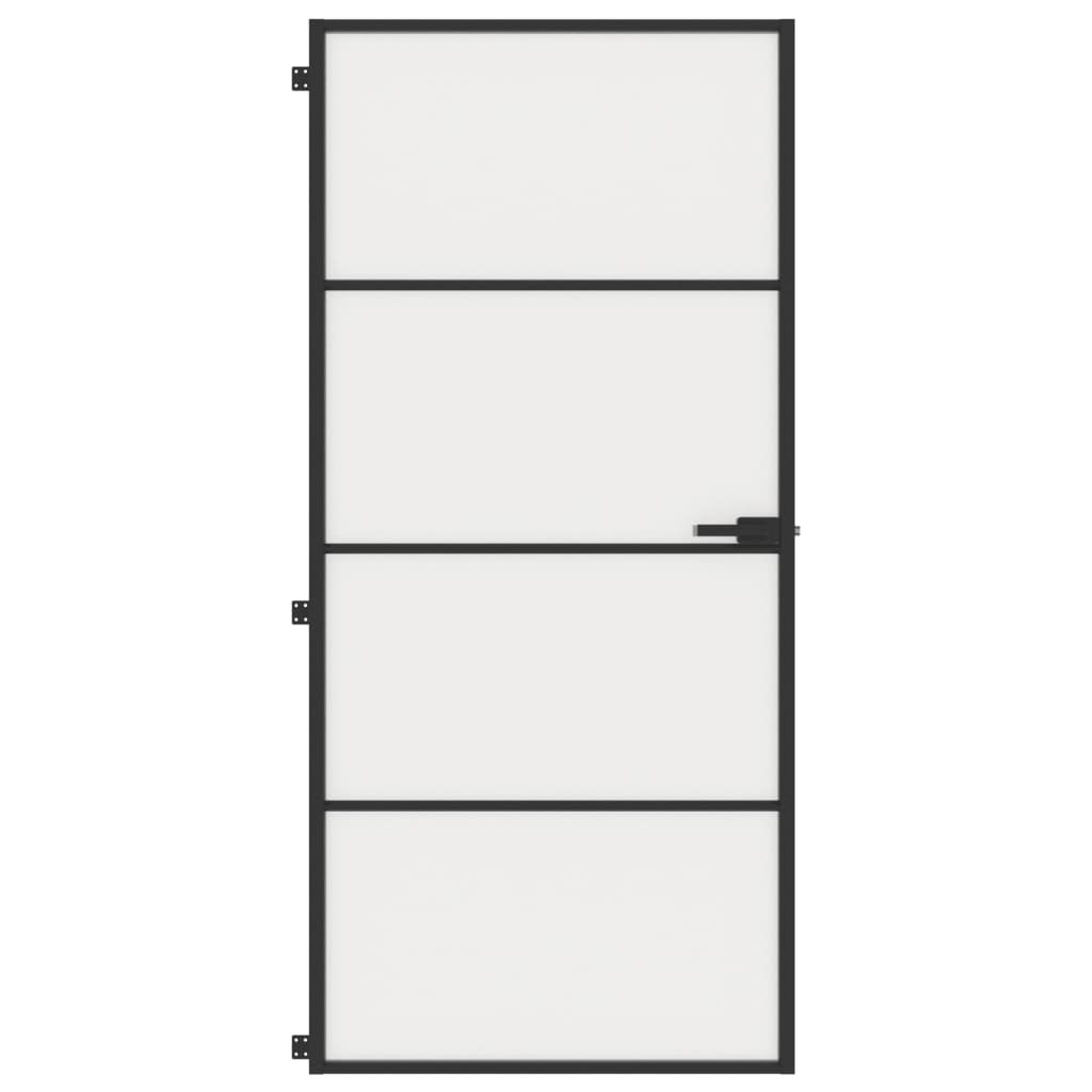 Interior Door Slim Black 93x201.5 cm Tempered Glass and Aluminium