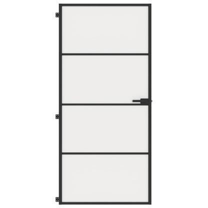 Interior Door Slim Black 93x201.5 cm Tempered Glass and Aluminium