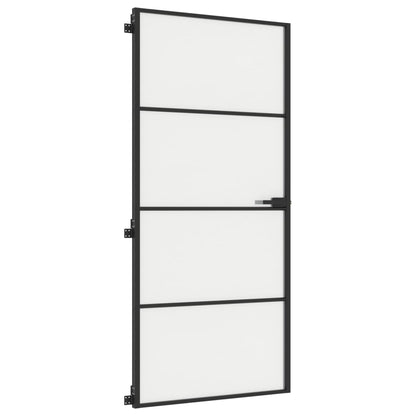 Interior Door Slim Black 93x201.5 cm Tempered Glass and Aluminium