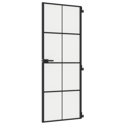 Interior Door Slim Black 76x201.5 cm Tempered Glass and Aluminium