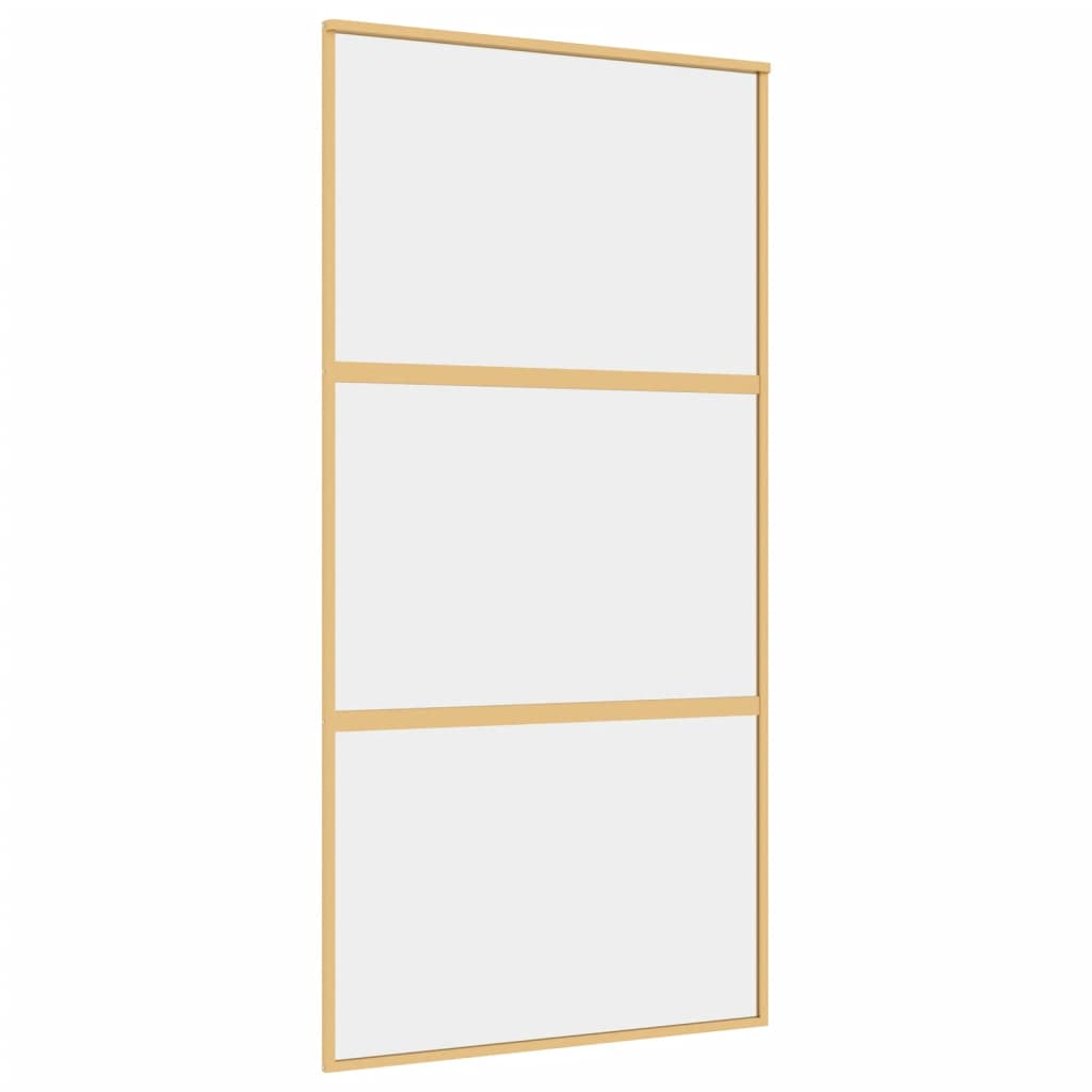 Sliding Door Gold 102.5x205 cm Clear ESG Glass and Aluminium