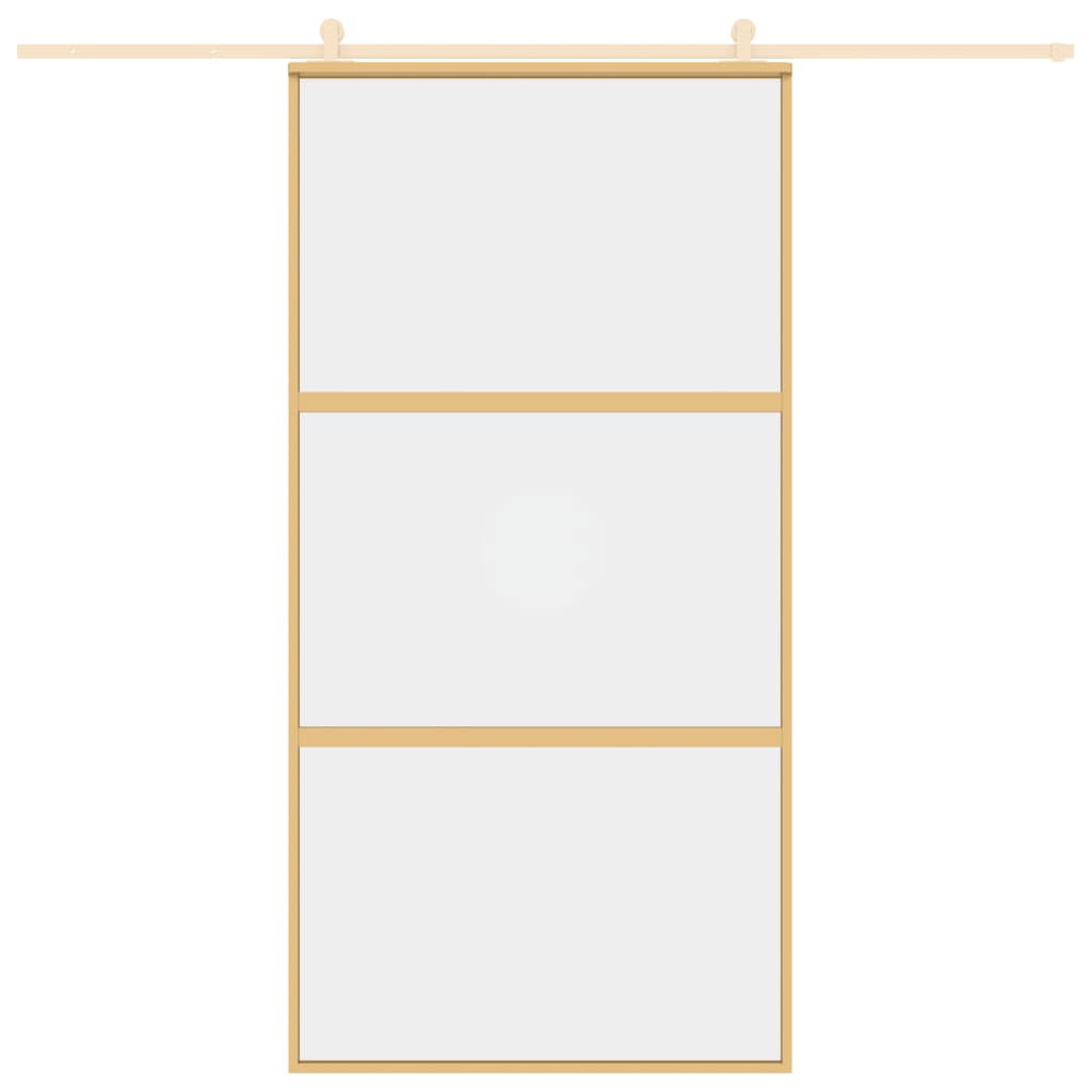 Sliding Door Gold 102.5x205 cm Clear ESG Glass and Aluminium