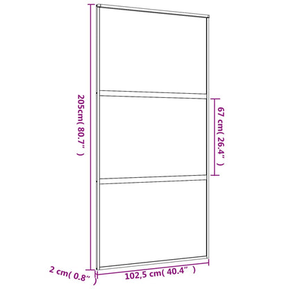 Sliding Door Gold 102.5x205 cm Clear ESG Glass and Aluminium