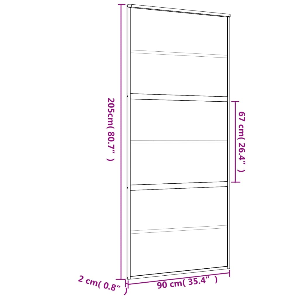 Sliding Door Gold 90x205 cm Frosted ESG Glass and Aluminium