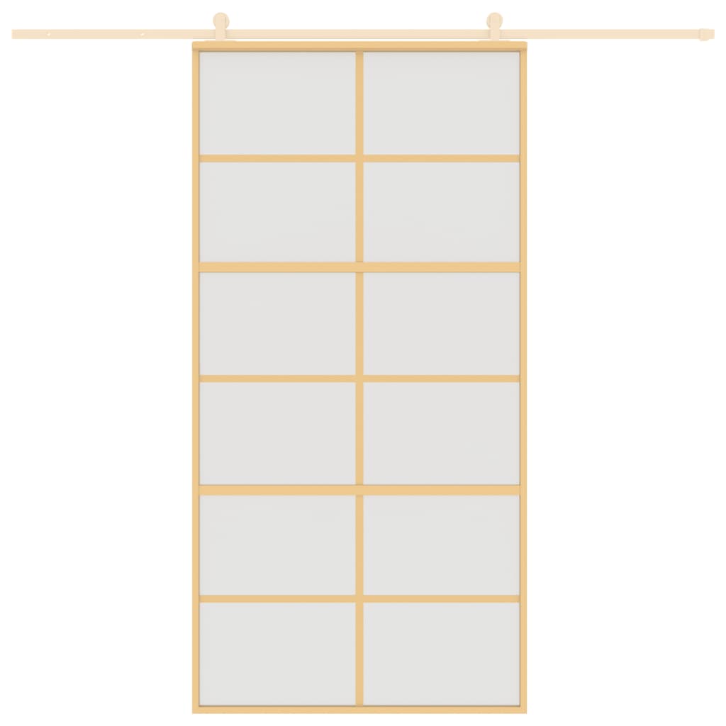 Sliding Door Gold 102.5x205 cm Frosted ESG Glass and Aluminium