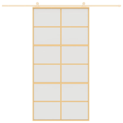 Sliding Door Gold 102.5x205 cm Frosted ESG Glass and Aluminium