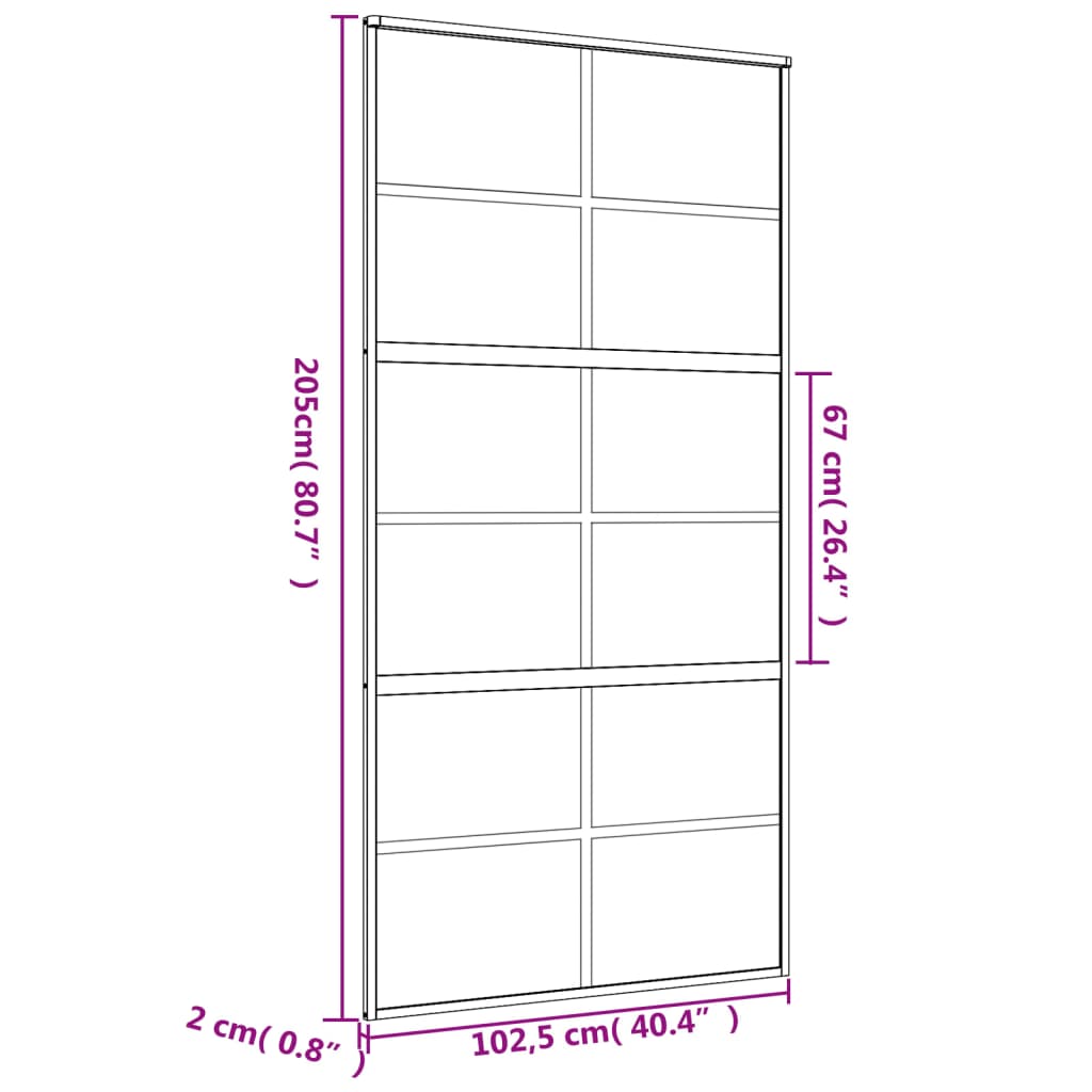 Sliding Door Gold 102.5x205 cm Frosted ESG Glass and Aluminium