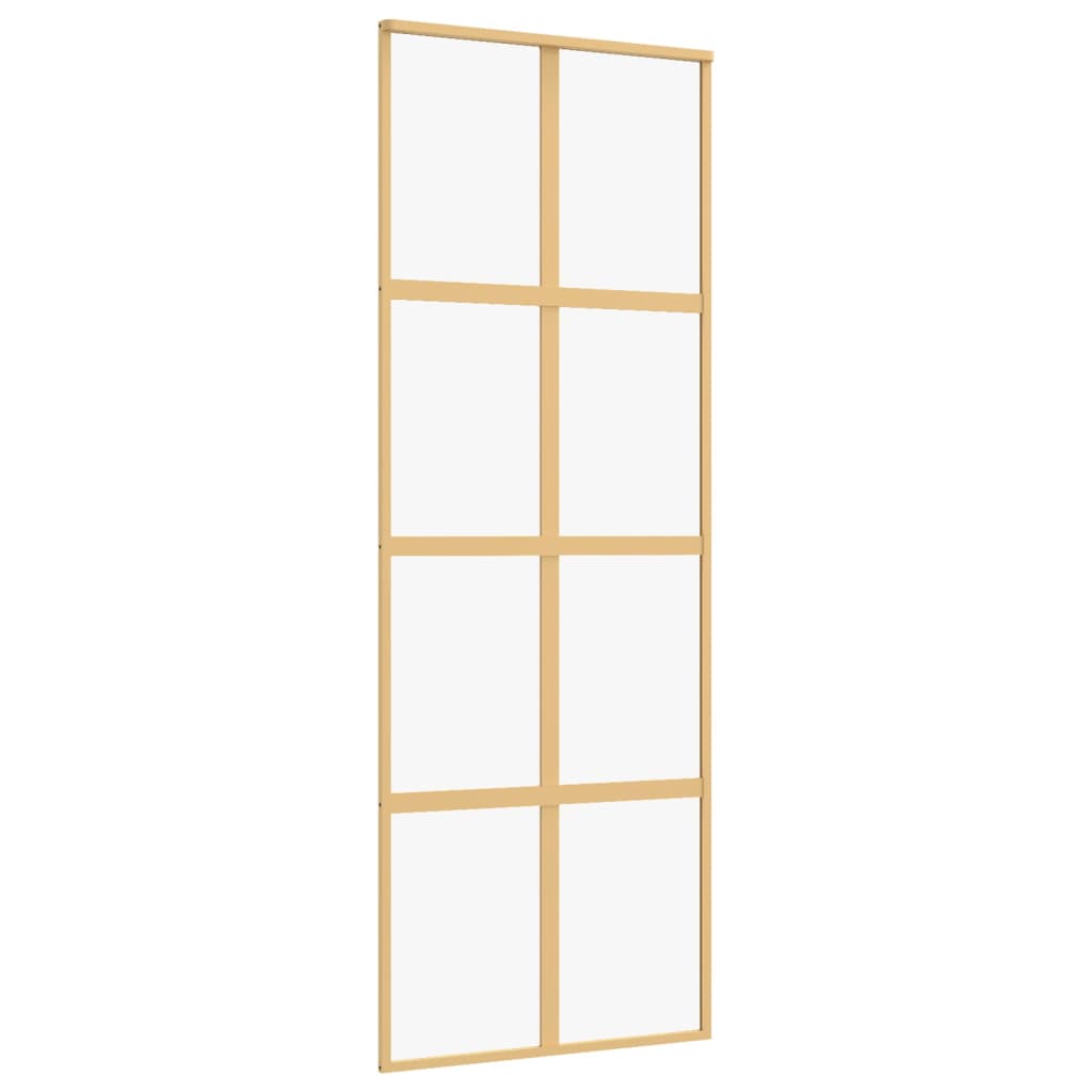 Sliding Door Gold 76x205 cm Clear ESG Glass and Aluminium