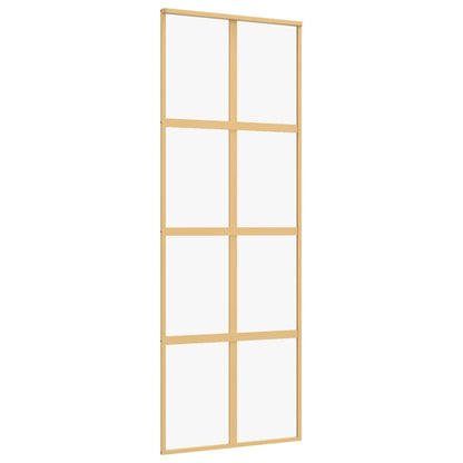 Sliding Door Gold 76x205 cm Clear ESG Glass and Aluminium