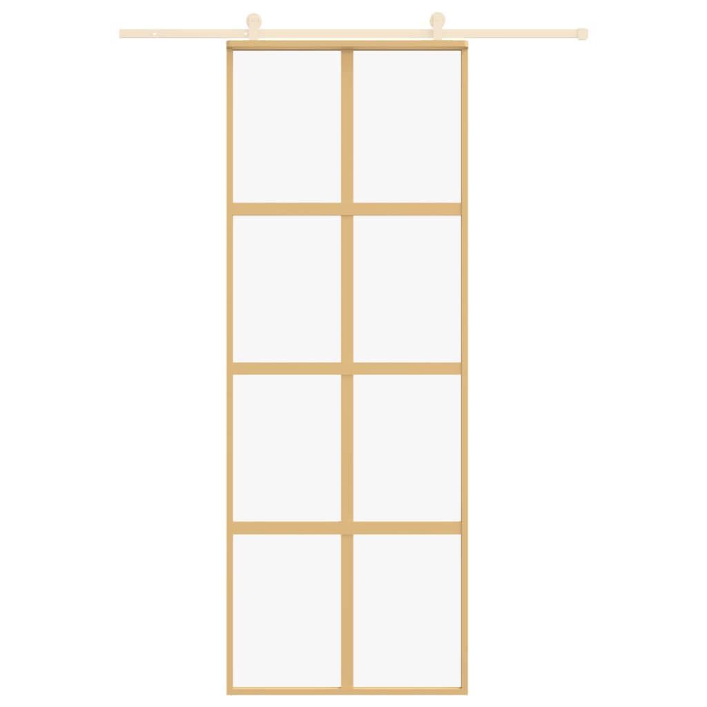 Sliding Door Gold 76x205 cm Clear ESG Glass and Aluminium