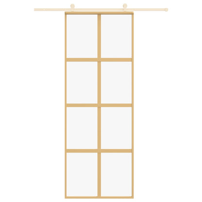 Sliding Door Gold 76x205 cm Clear ESG Glass and Aluminium