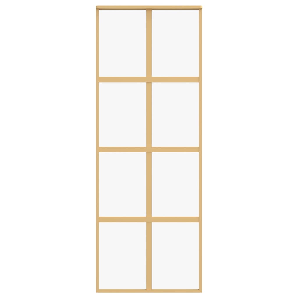 Sliding Door Gold 76x205 cm Clear ESG Glass and Aluminium