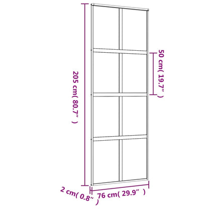 Sliding Door Gold 76x205 cm Clear ESG Glass and Aluminium